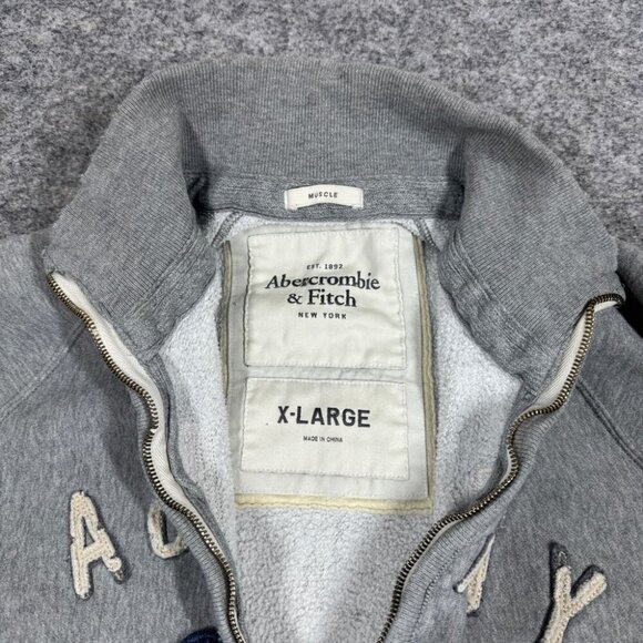 Abercrombie & Fitch Men's Y2K Light Gray High Neck Zip Up Jacket Size XL - Picture 11 of 16